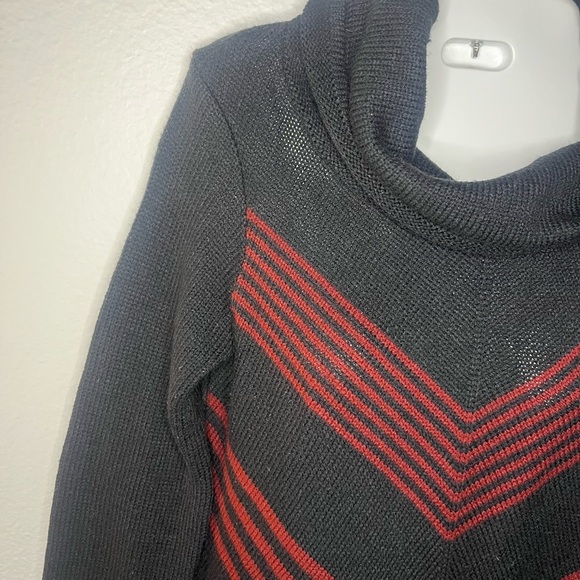 VENUS Black and Red Striped Cowl Neck Sweater - Picture 2 of 5